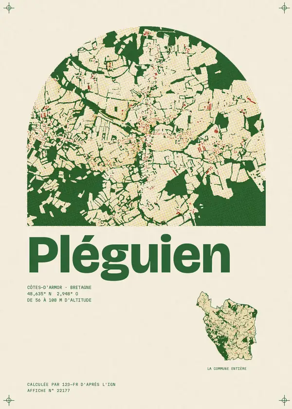 Affiche de Pléguien, calculée par 123-fr d'après l'IGN