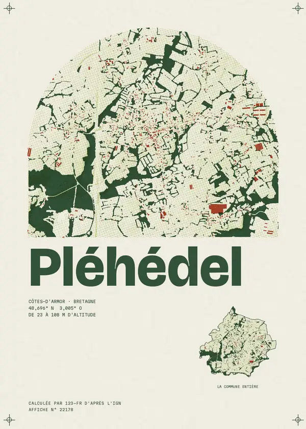 Affiche de Pléhédel, calculée par 123-fr d'après l'IGN