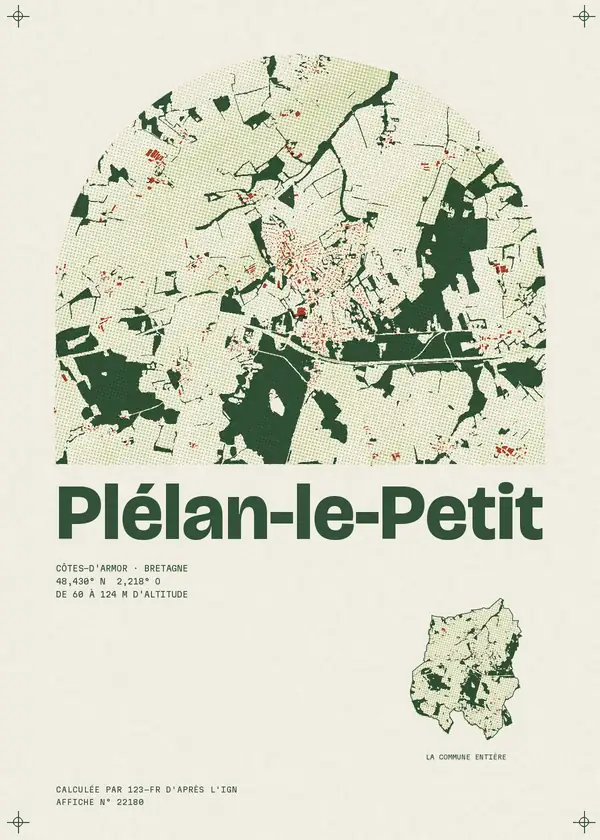 Affiche de Plélan-le-Petit, calculée par 123-fr d'après l'IGN