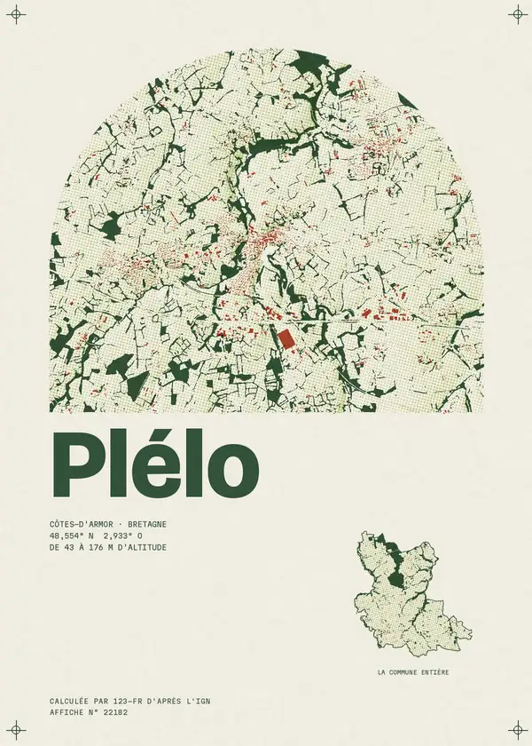 Affiche de Plélo, calculée par 123-fr d'après l'IGN