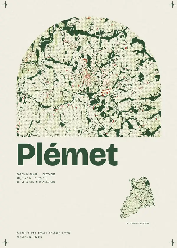 Affiche de Plémet, calculée par 123-fr d'après l'IGN