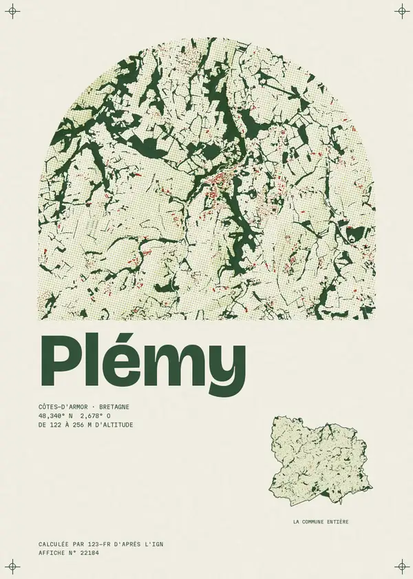 Affiche de Plémy, calculée par 123-fr d'après l'IGN