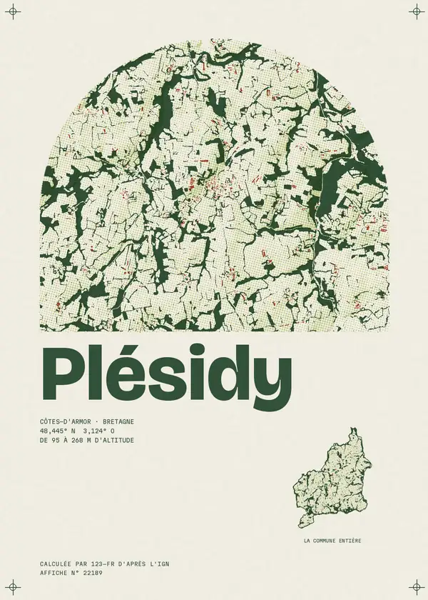 Affiche de Plésidy, calculée par 123-fr d'après l'IGN