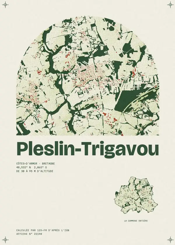 Affiche de Pleslin-Trigavou, calculée par 123-fr d'après l'IGN