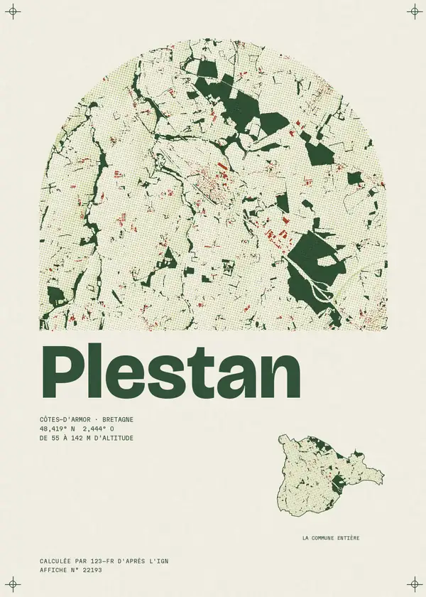 Affiche de Plestan, calculée par 123-fr d'après l'IGN