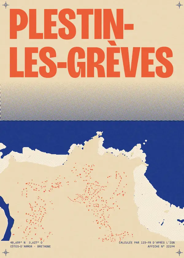 Affiche de Plestin-les-Grèves, calculée par 123-fr d'après l'IGN
