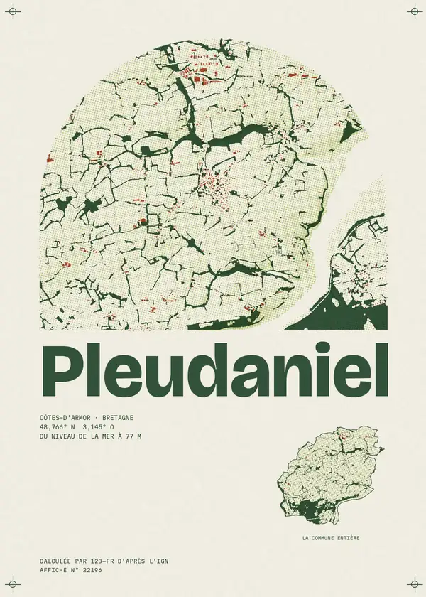 Affiche de Pleudaniel, calculée par 123-fr d'après l'IGN