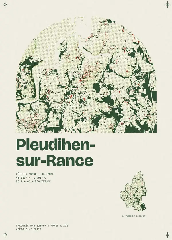 Affiche de Pleudihen-sur-Rance, calculée par 123-fr d'après l'IGN