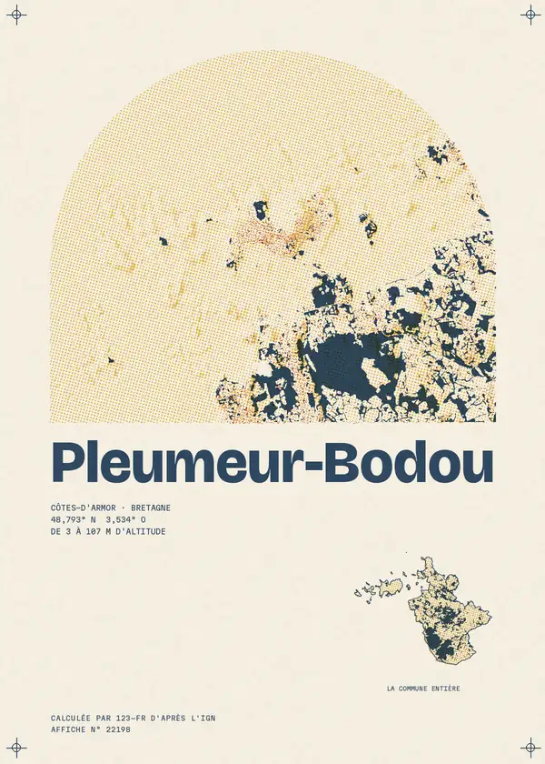 Affiche de Pleumeur-Bodou, calculée par 123-fr d'après l'IGN