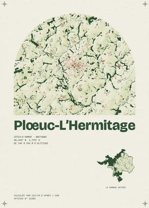 Affiche de Plœuc-L'Hermitage, calculée par 123-fr d'après l'IGN
