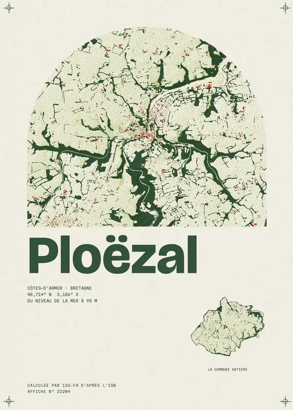 Affiche de Ploëzal, calculée par 123-fr d'après l'IGN