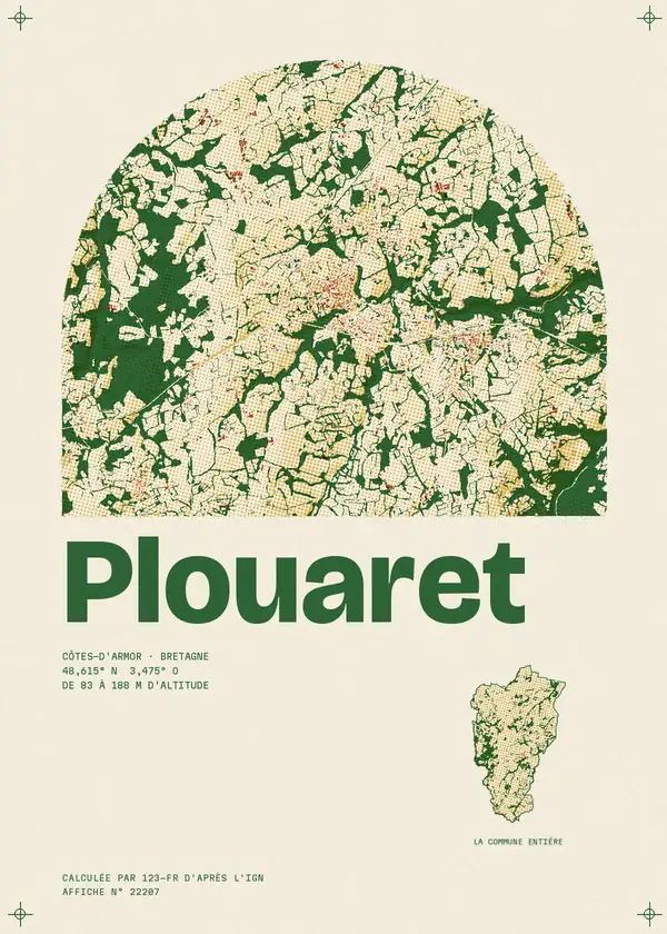 Affiche de Plouaret, calculée par 123-fr d'après l'IGN