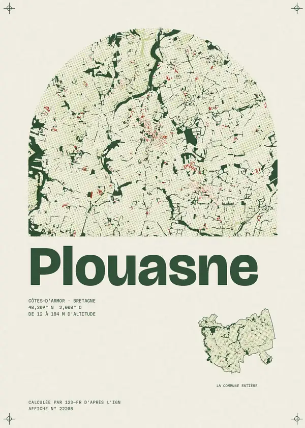 Affiche de Plouasne, calculée par 123-fr d'après l'IGN
