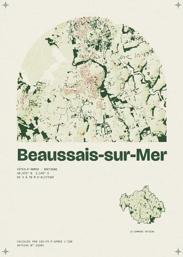 Affiche de Beaussais-sur-Mer, calculée par 123-fr d'après l'IGN