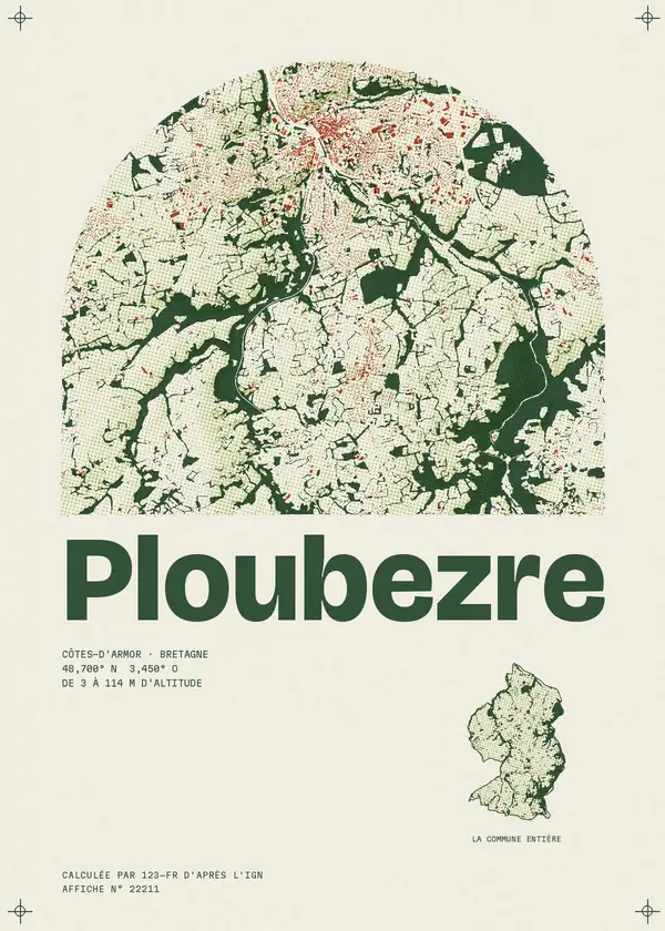 Affiche de Ploubezre, calculée par 123-fr d'après l'IGN