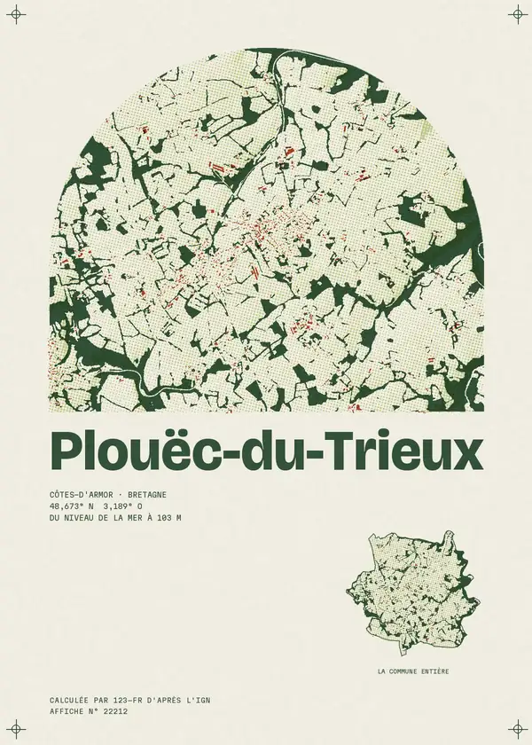 Affiche de Plouëc-du-Trieux, calculée par 123-fr d'après l'IGN