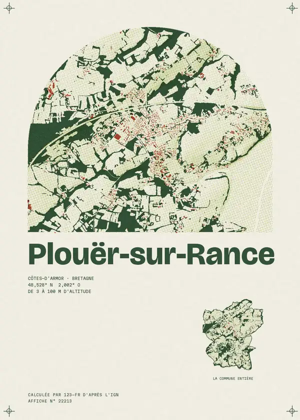 Affiche de Plouër-sur-Rance, calculée par 123-fr d'après l'IGN