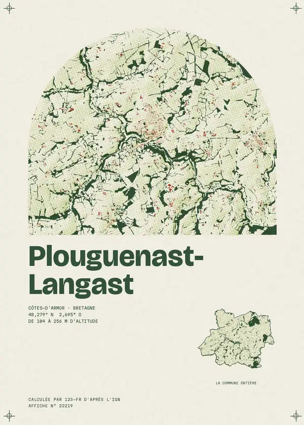 Affiche de Plouguenast-Langast, calculée par 123-fr d'après l'IGN