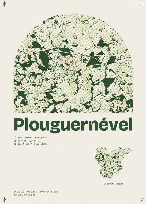 Affiche de Plouguernével, calculée par 123-fr d'après l'IGN