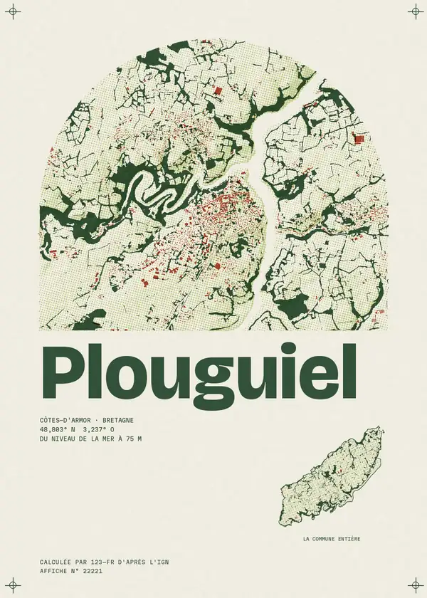 Affiche de Plouguiel, calculée par 123-fr d'après l'IGN