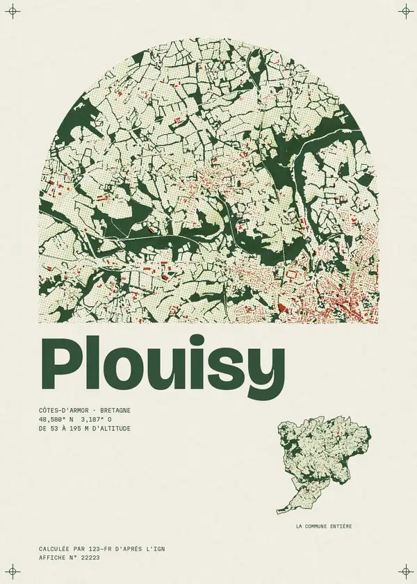 Affiche de Plouisy, calculée par 123-fr d'après l'IGN