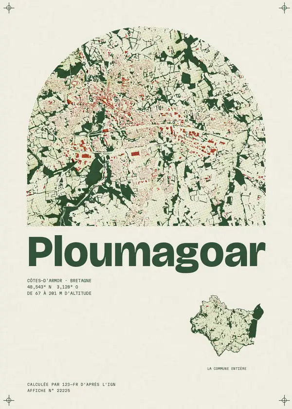 Affiche de Ploumagoar, calculée par 123-fr d'après l'IGN