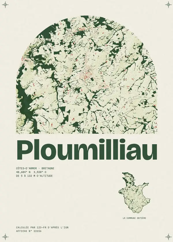 Affiche de Ploumilliau, calculée par 123-fr d'après l'IGN