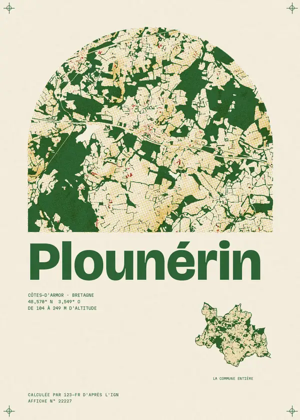 Affiche de Plounérin, calculée par 123-fr d'après l'IGN