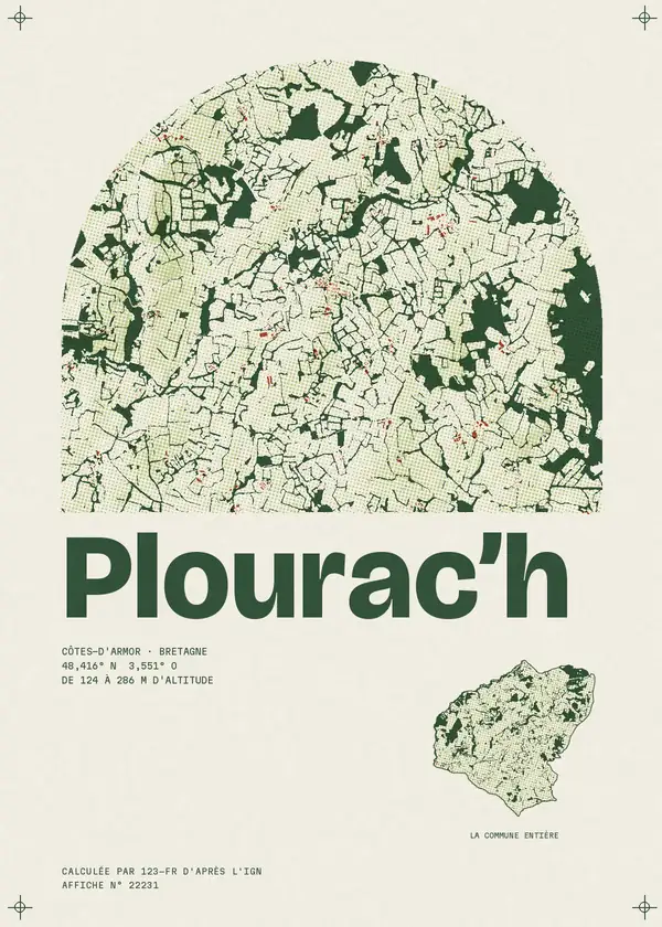 Affiche de Plourac'h, calculée par 123-fr d'après l'IGN