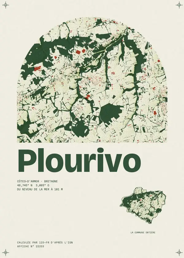 Affiche de Plourivo, calculée par 123-fr d'après l'IGN