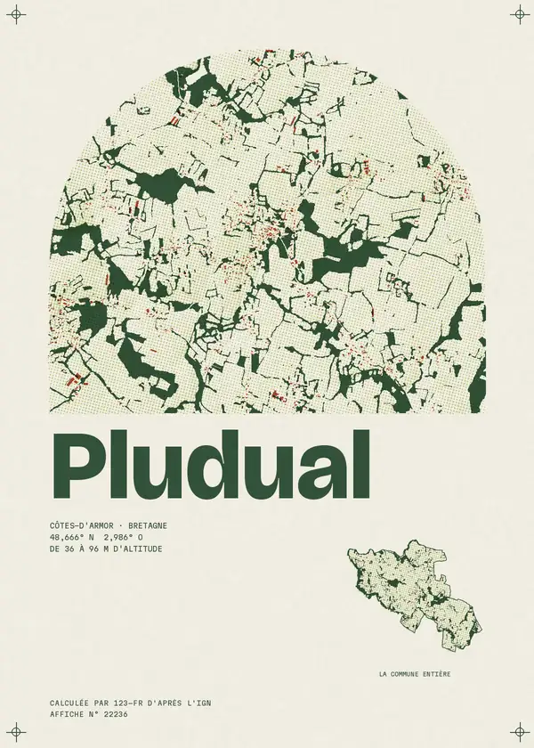 Affiche de Pludual, calculée par 123-fr d'après l'IGN