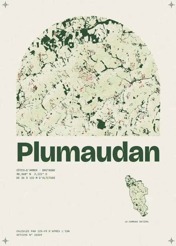 Affiche de Plumaudan, calculée par 123-fr d'après l'IGN