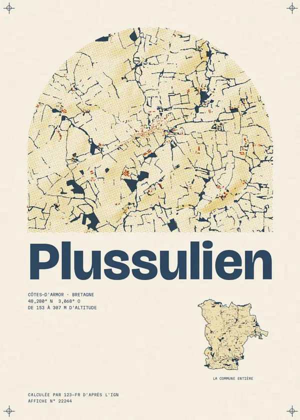 Affiche de Plussulien, calculée par 123-fr d'après l'IGN