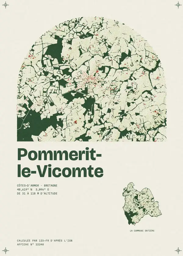 Affiche de Pommerit-le-Vicomte, calculée par 123-fr d'après l'IGN