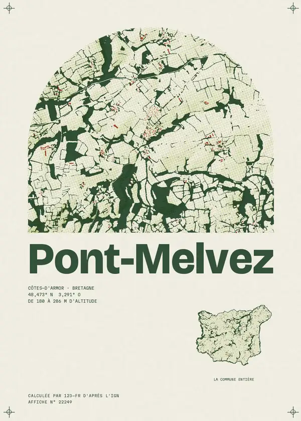 Affiche de Pont-Melvez, calculée par 123-fr d'après l'IGN