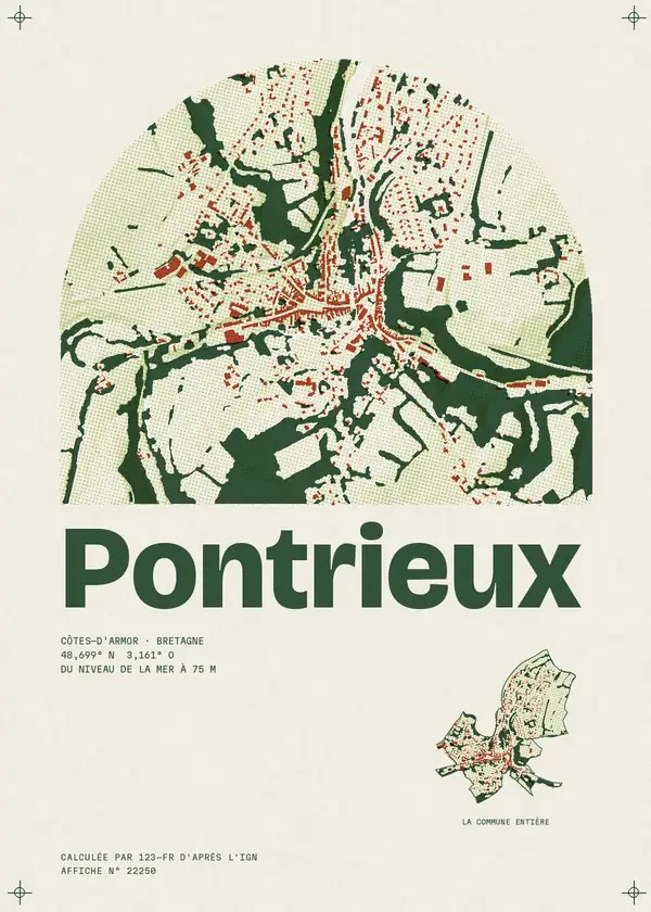Affiche de Pontrieux, calculée par 123-fr d'après l'IGN