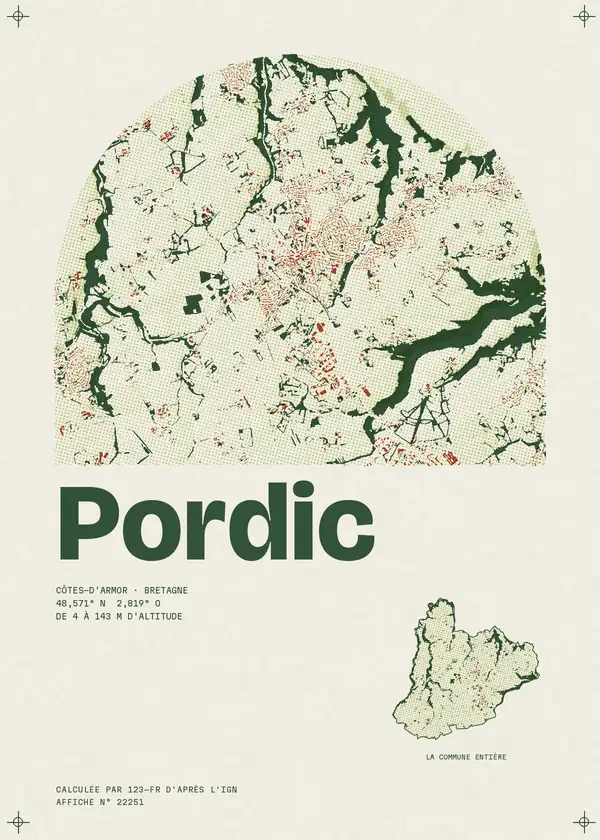 Affiche de Pordic, calculée par 123-fr d'après l'IGN