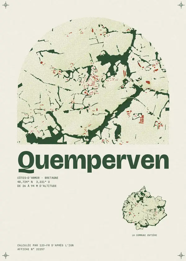 Affiche de Quemperven, calculée par 123-fr d'après l'IGN