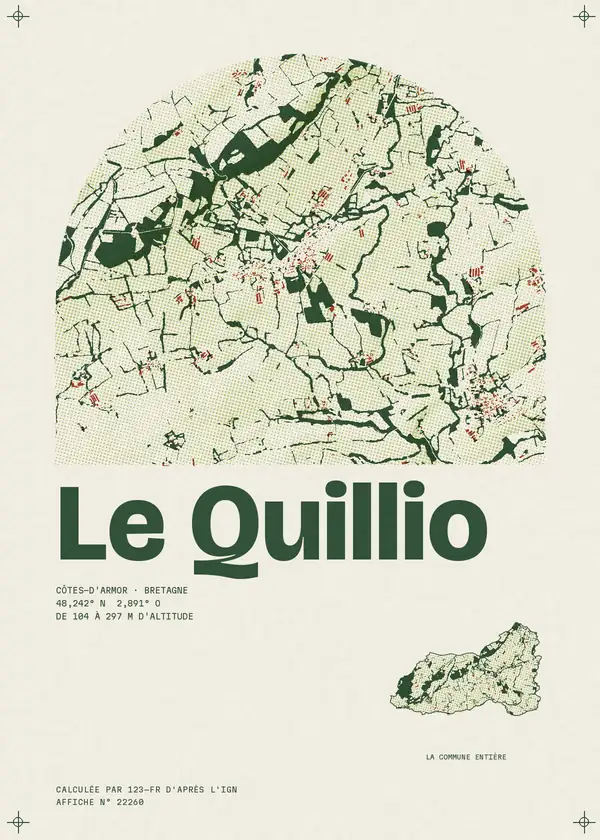 Affiche de Le Quillio, calculée par 123-fr d'après l'IGN