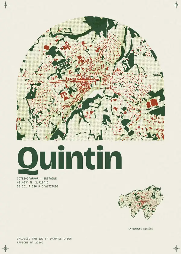 Affiche de Quintin, calculée par 123-fr d'après l'IGN