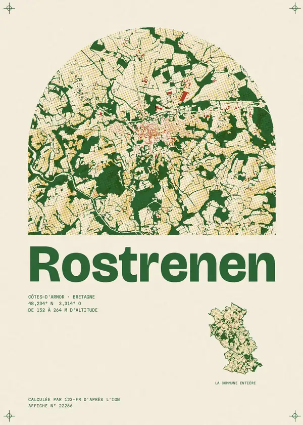 Affiche de Rostrenen, calculée par 123-fr d'après l'IGN