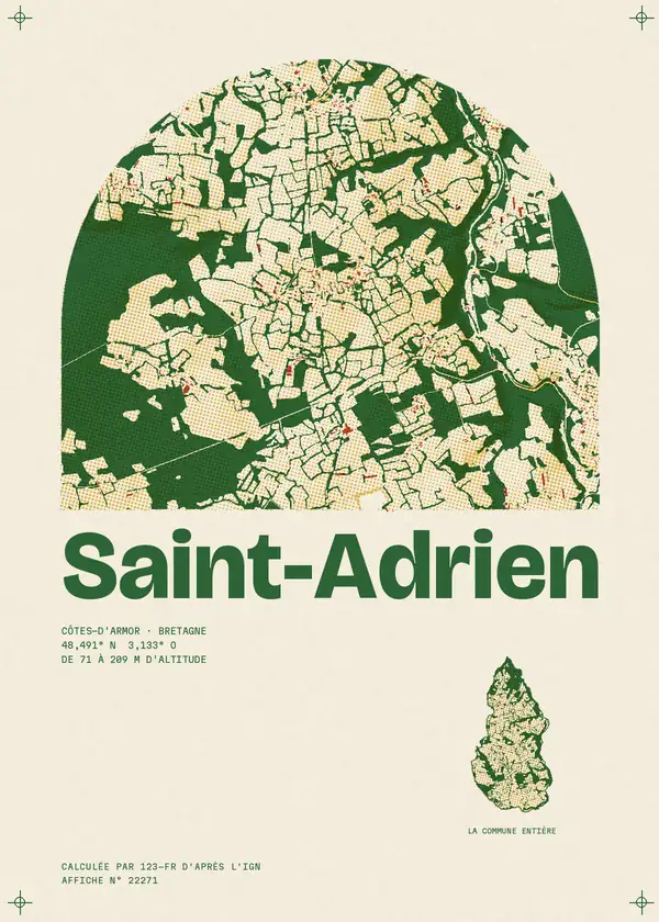 Affiche de Saint-Adrien, calculée par 123-fr d'après l'IGN