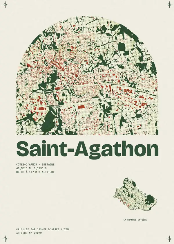 Affiche de Saint-Agathon, calculée par 123-fr d'après l'IGN