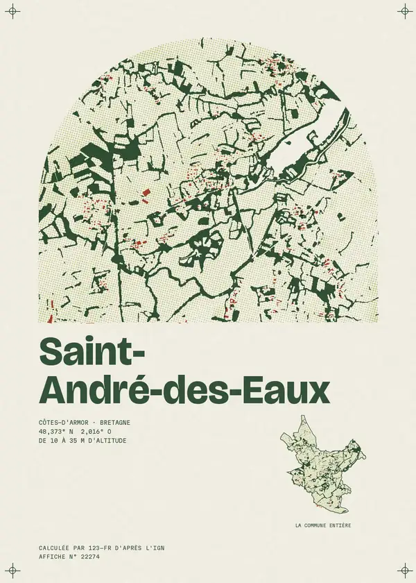 Affiche de Saint-André-des-Eaux, calculée par 123-fr d'après l'IGN