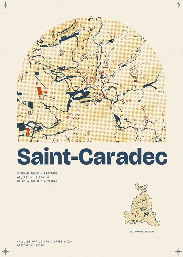 Affiche de Saint-Caradec, calculée par 123-fr d'après l'IGN