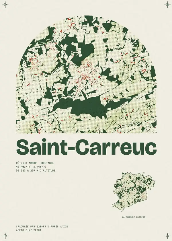Affiche de Saint-Carreuc, calculée par 123-fr d'après l'IGN