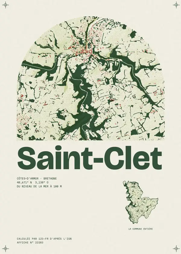 Affiche de Saint-Clet, calculée par 123-fr d'après l'IGN