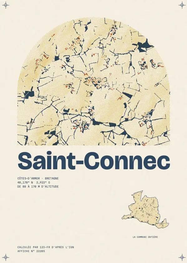 Affiche de Saint-Connec, calculée par 123-fr d'après l'IGN