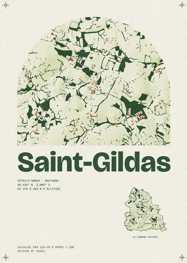 Affiche de Saint-Gildas, calculée par 123-fr d'après l'IGN