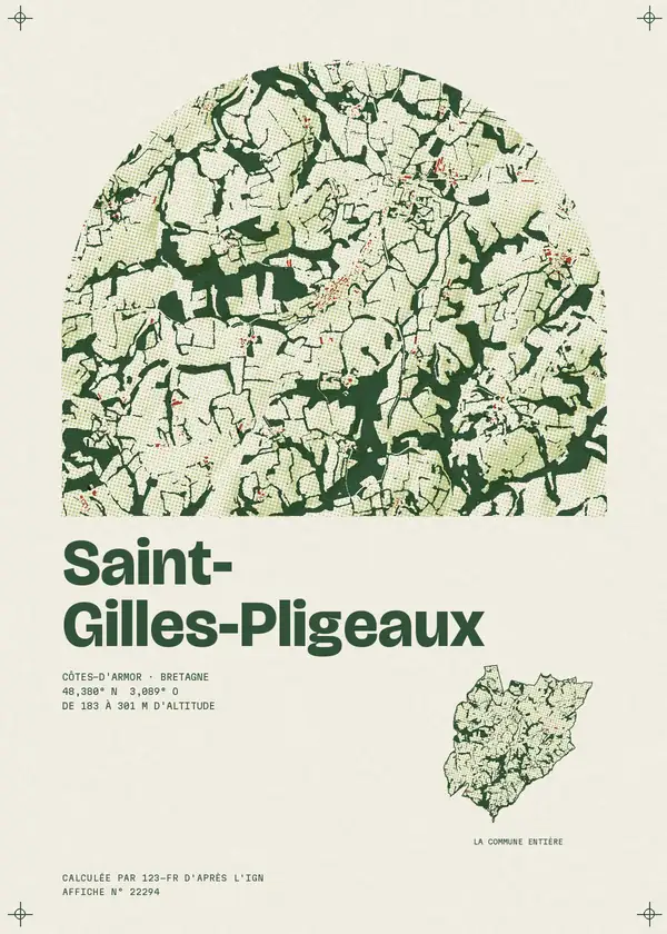Affiche de Saint-Gilles-Pligeaux, calculée par 123-fr d'après l'IGN